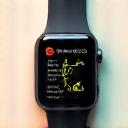 Sleek smartwatch displaying health metrics against a blurred background.